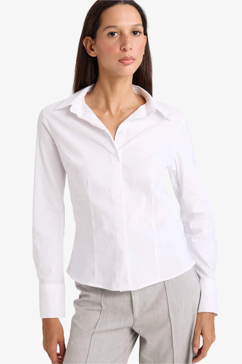 DeFacto Slim Fit Shirt Collar Long Sleeve Shirt