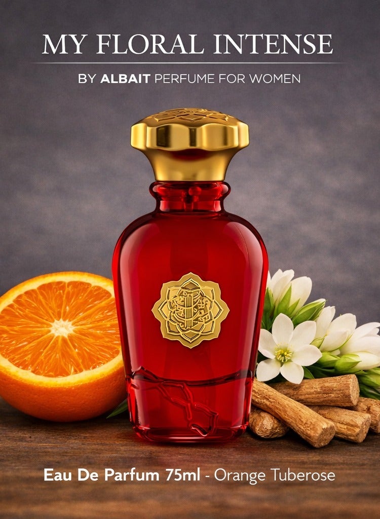 AlBait AlDimashqi Perfume MY FLORAL INTENSE - by ALBAIT Perfume For Women, Eau De Parfum 75ml - Orange Tuberose, Inspired of-MY WAY INTENSE - Image 1