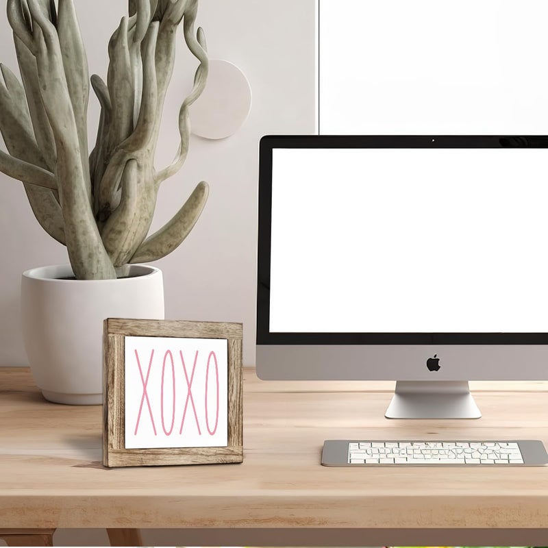 ZPPRJF Pink XOXO Sign, Happy Valentine's Day Wood Sign, Wooden Box Signs for Home Decor, Rustic Farmhouse Table Decor Art, Valentine's Day Gift, Coffee Bar Club Decoration - Image 3