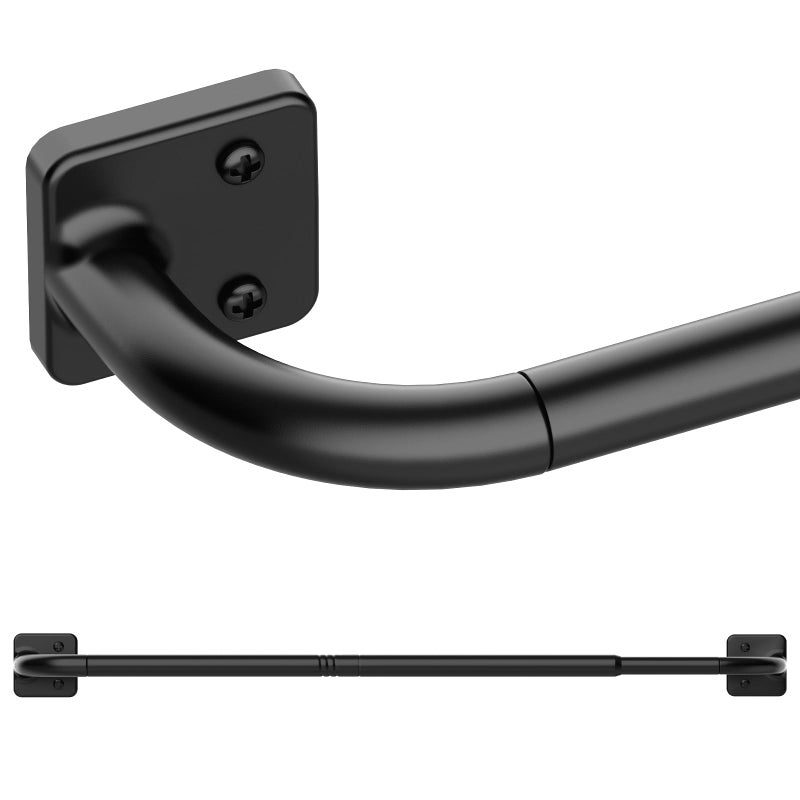 UIOSANRT Curtain Rods for Windows 28 to 48 inch, 5/8" Diameter Black Ceiling Mount, Warp Around Long Curtain Rod for Bedroom Living Room - Image 1
