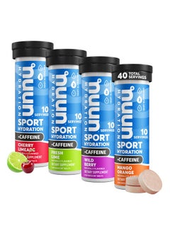 Nuun Sport + Caffeine Electrolyte Tablets For Proactive Hydration Mixed Flavor Box 4 Pack (40 Servings)  - Image 1