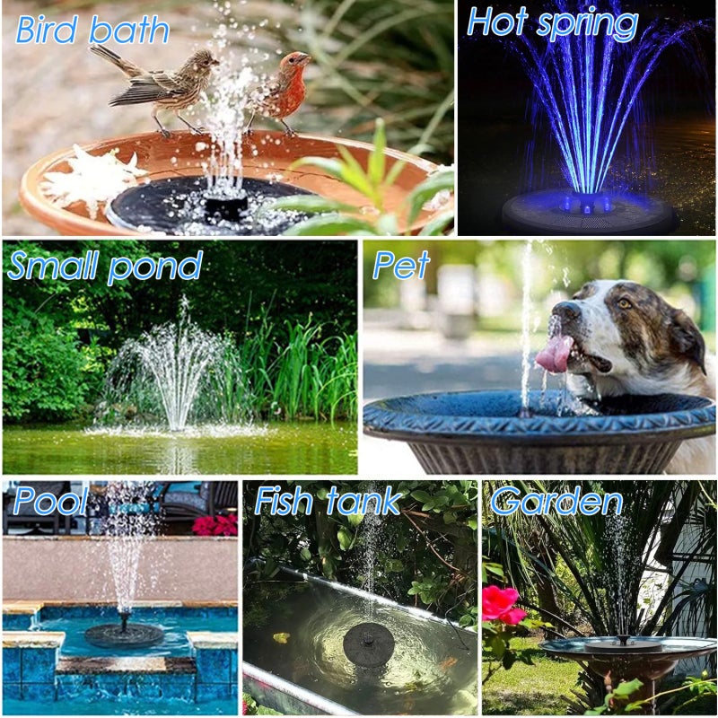 Solar Fountain Pump: 3W Solar Panel, 1600mAh Battery, 7 Spray Patterns - No Manual Or Tools Required, Watertight Build, Multicolored LEDs for Bird Baths, Ponds, Gardens, Outdoor Spaces - Image 4
