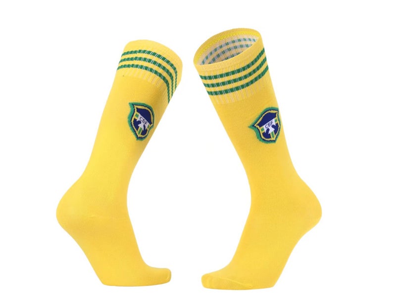 Summer Thin Football Socks Unisex Kids Quick-Dry Training Brazilian yellow 