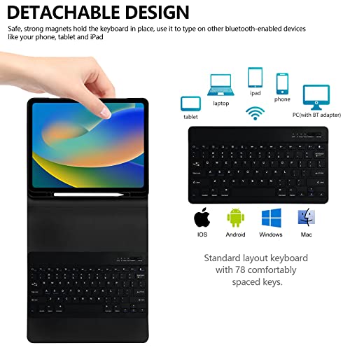 besky Keyboard Case for iPad Pro 12.9 inch (5th, 6th Generation) & New Air 13 inch M2 (Only Applies to 3 iPads Model) - Wireless Detachable Keyboard- Pencil Holder, with Auto Sleep/Wake Function - Image 5