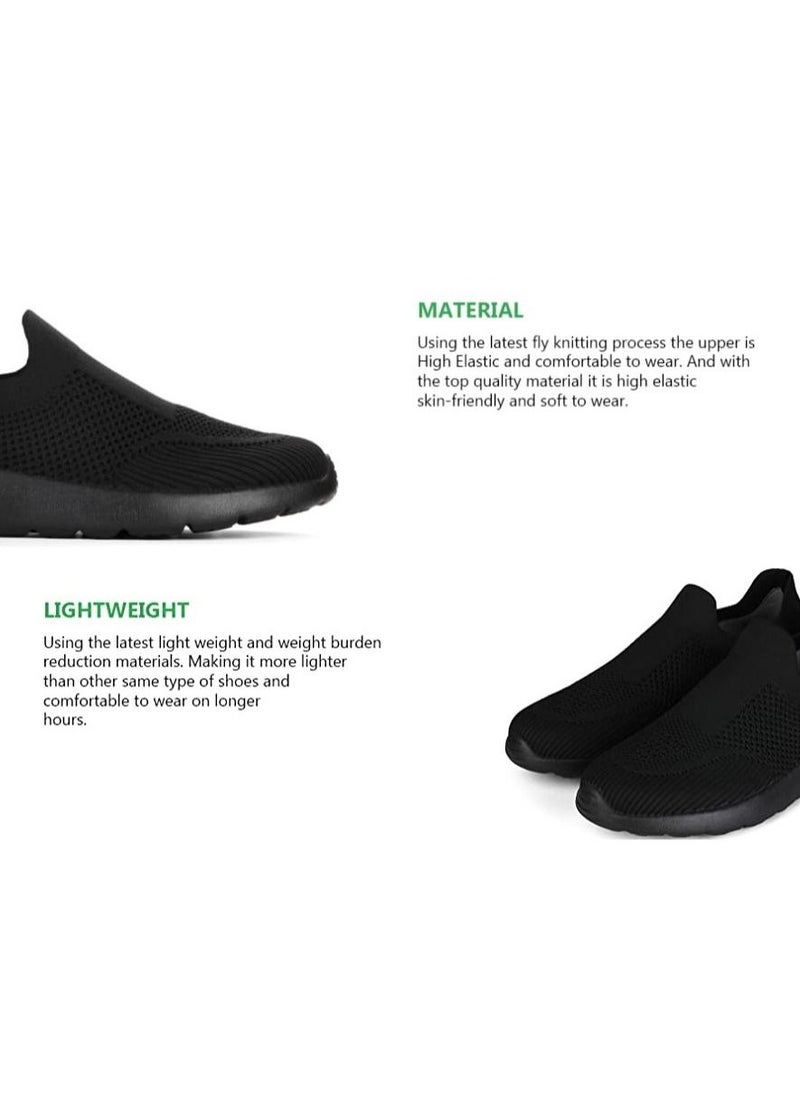 DUOZOULU - Lightweight slip on shoes comfortable and durable men's classic and fashion sneakers shoes for men and shoes for women mesh shoes Lace less shoes SDF-7 by DUOZOULU - Black-Black - Image 1