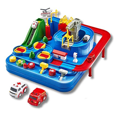 BELOXY Car Race Tracks for Boys Car Adventure Toys for 3+ Year Old Boys Girls, City Rescue Preschool Educational Toy Vehicle Puzzle Car Track Playsets for Toddlers - Image 1