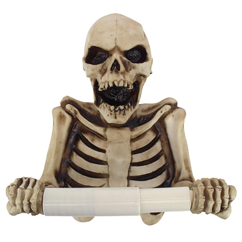Design Toscano Bone Dry Skeleton Bathroom Toilet Paper Holder