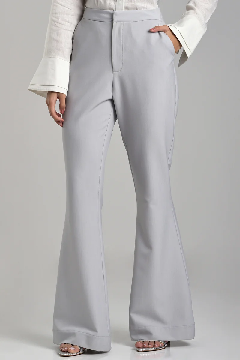 Gray Tailored Flare Pants