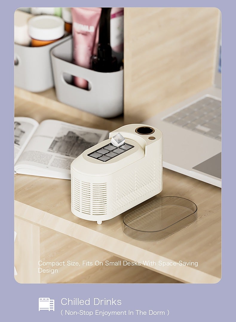 صانع الثلج المحمول على السطح، صانع الثلج الصغير الموفر للطاقة، مكعبات صغيرة ماكينات التخييم في المسكن المنزلي واستخدام السيارات (أبيض، صانع ثلج بحجم 1 بكسل مكعب + محول سيارة بحجم 1 بكسل مكعب) - Image 5