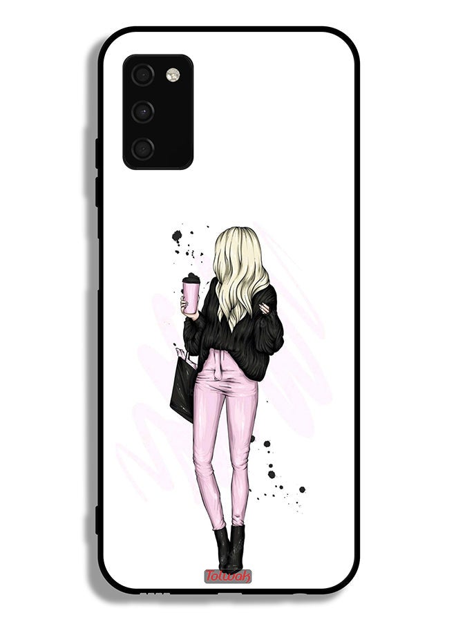 Tolwak Samsung Galaxy A03s Protective Case Cover Girl Holding Coffee Cup Art - Image 1