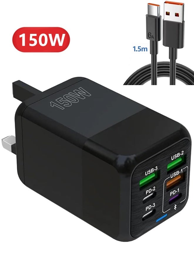 فايب هوم Vibehome Fast Charger Plug With 1 5m Type C To C Charging Cord 150W