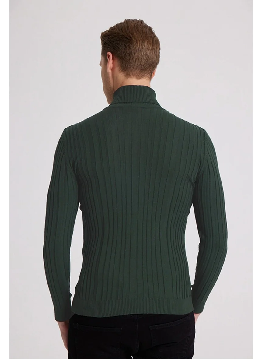 D'S DAMAT Slim Fit Khaki Corduroy Cotton Blend Turtleneck Knitwear Sweater 5HF06ORT63100
