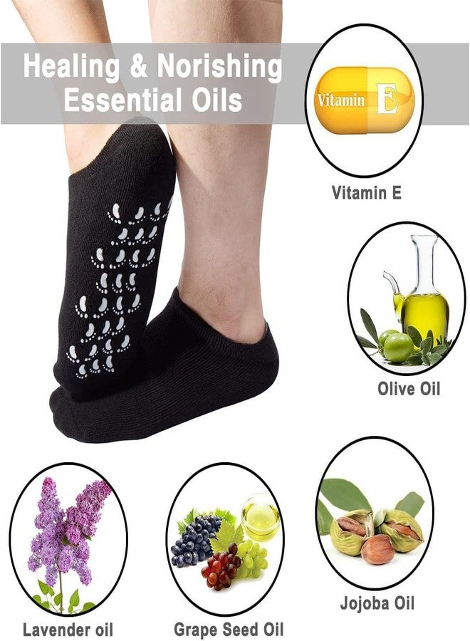 SEFLICA® 2 Pair Silicone Socks for Women, Crack Heel Repair Socks, Spa Gel Socks for Women, Silicon Socks, Silicone Socks for Men, Foot Hydration Socks Vitamin E (2 Black) - Image 3