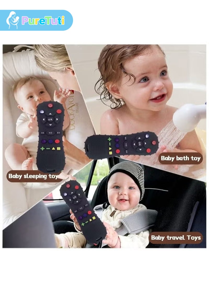 طفل نقي لعبة عضاضة للأطفال الرضع من عمر 0-3-6-12-24 شهرًا، مزودة بجهاز تحكم عن بعد للتلفاز، لتخفيف أعراض التسنين، ألعاب أطفال أساسية لحديثي الولادة (أزرق) - Image 4