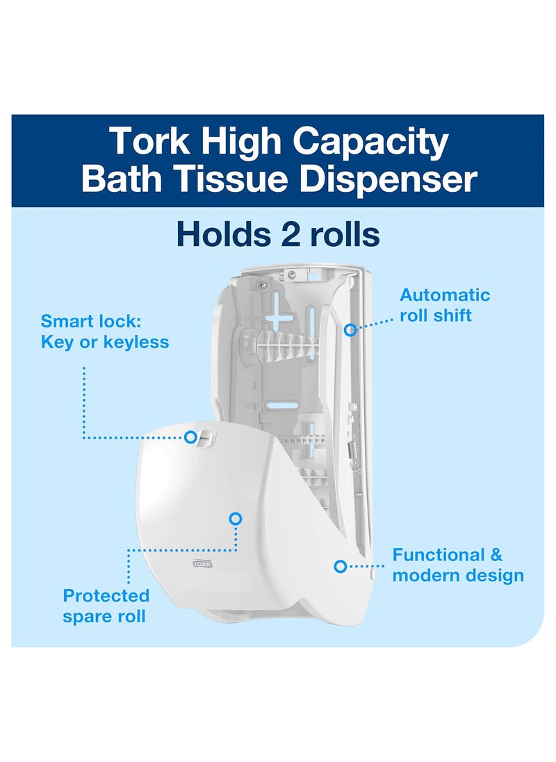 Tork Tork Twin Toilet Paper Roll Dispenser White T26 High Capacity Elevation Range 65 x 63 x 142 555620  - Image 2