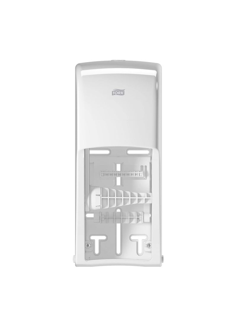 Tork Tork Twin Toilet Paper Roll Dispenser White T26 High Capacity Elevation Range 65 x 63 x 142 555620  - Image 1