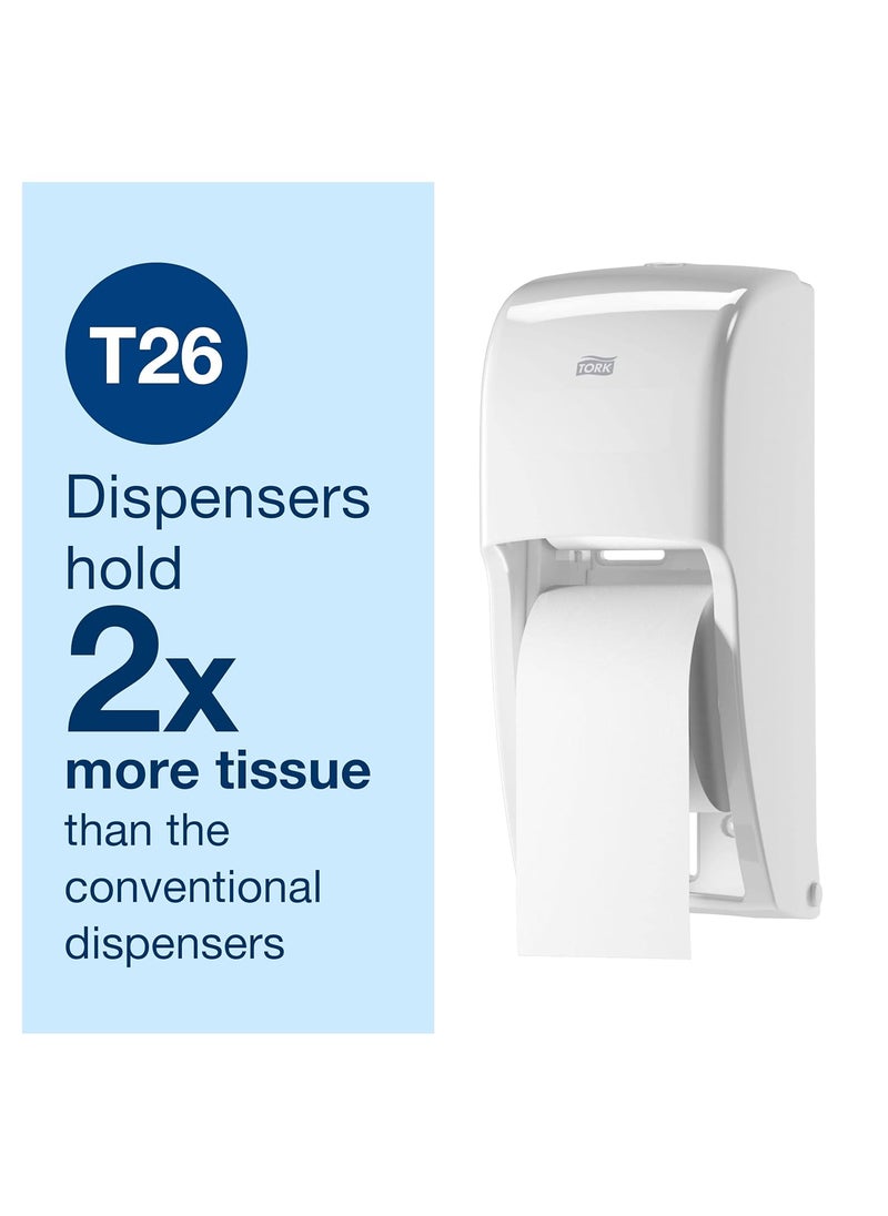 Tork Tork Twin Toilet Paper Roll Dispenser White T26 High Capacity Elevation Range 65 x 63 x 142 555620  - Image 4