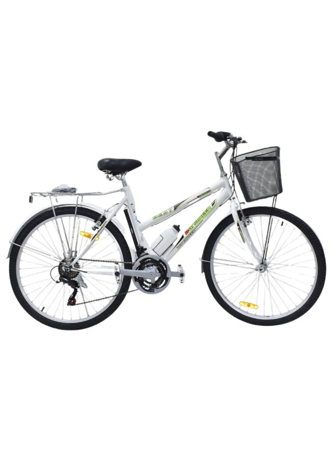 Star Kids A bicycle with front basket and rear rack speeds, 24-inch frame, durable rust-resistant steel construction, superior tire stability, and powerful handbrake. - Image 1