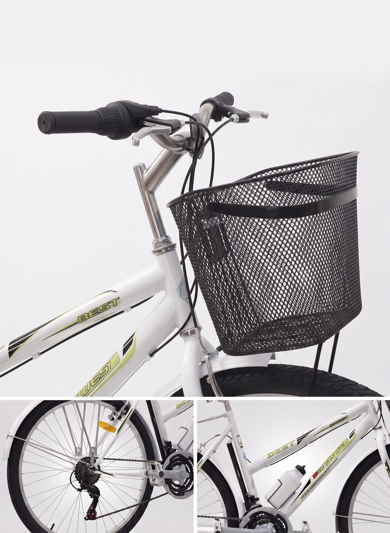 Star Kids A bicycle with front basket and rear rack speeds, 24-inch frame, durable rust-resistant steel construction, superior tire stability, and powerful handbrake. - Image 4