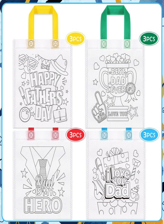 HOWAF 12pcs Father’s Day Coloring Goodie Bags with Paint Pens for Kids, I Love You Dad Coloring Candy Bag Best Papa Coloring Gift Bags, Feliz Dia Del Padre Reusable Canvas Bag Party Favors Colouring - Image 3