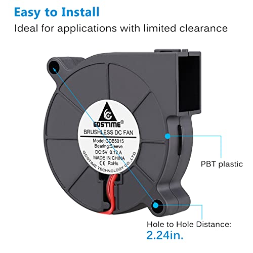 GDSTIME 50mm USB Fan, 50mm x 15mm Blower 5V DC Brushless Cooling Fan - Image 5