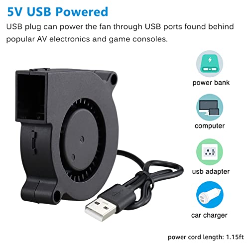 GDSTIME 50mm USB Fan, 50mm x 15mm Blower 5V DC Brushless Cooling Fan - Image 3