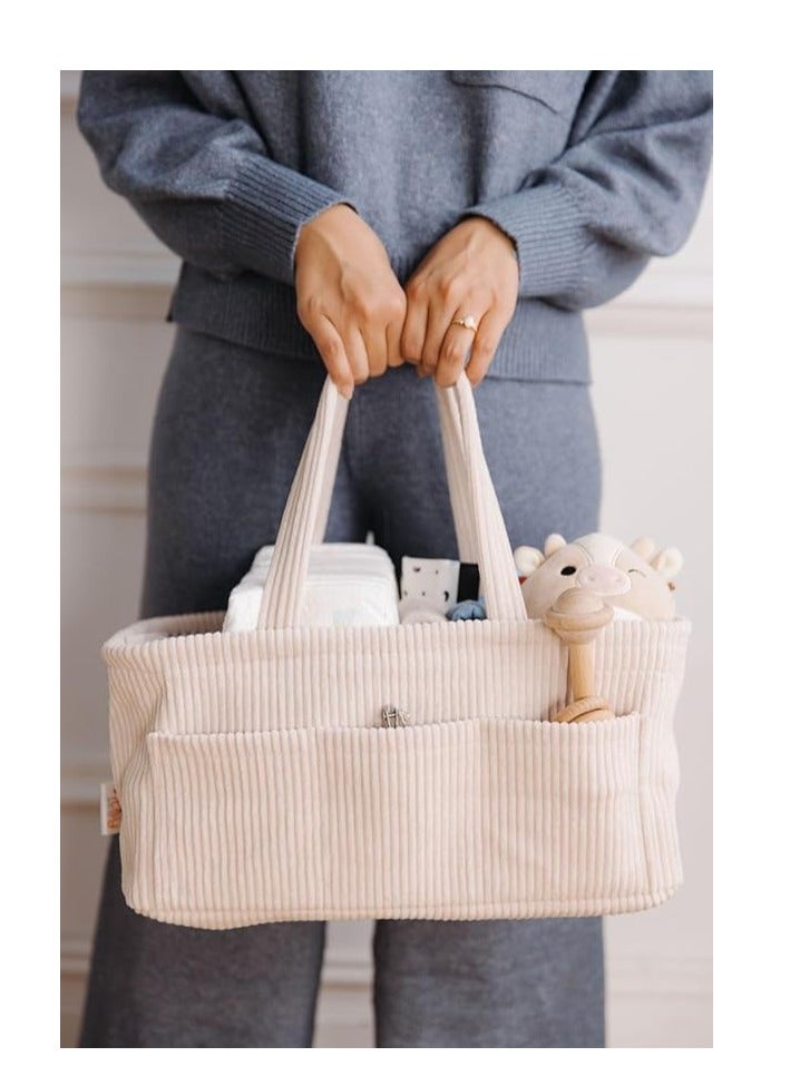 Baby Diaper Caddy Organizer Nursery Storage Bin & Portable Organizer for Diapers & Baby Wipes - Newborn Essentials & Car Caddy Organizer - Image 5