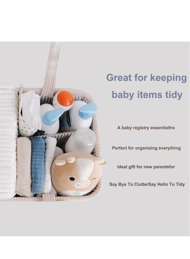 Baby Diaper Caddy Organizer Nursery Storage Bin & Portable Organizer for Diapers & Baby Wipes - Newborn Essentials & Car Caddy Organizer - Image 3