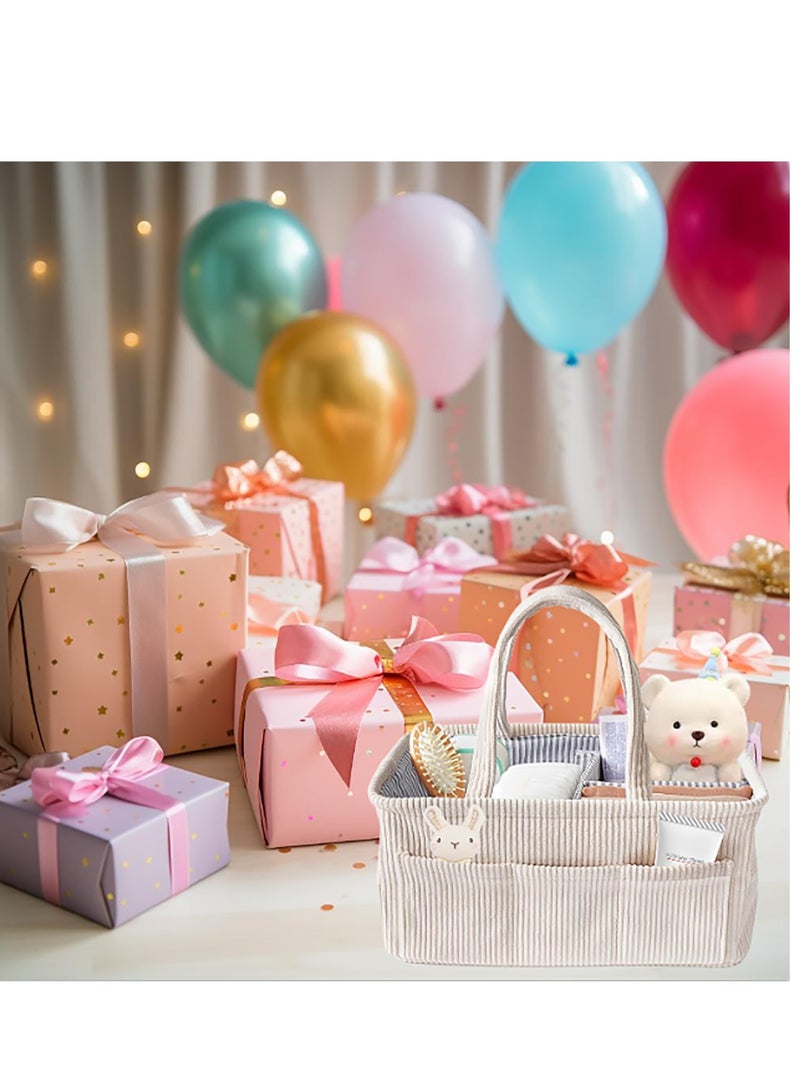 Baby Diaper Caddy Organizer Nursery Storage Bin & Portable Organizer for Diapers & Baby Wipes - Newborn Essentials & Car Caddy Organizer - Image 4