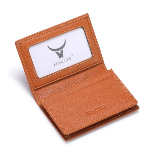 HISCOW Leather Business Card Case Holder for Men Women Italian Calfskin Tan - Image 1