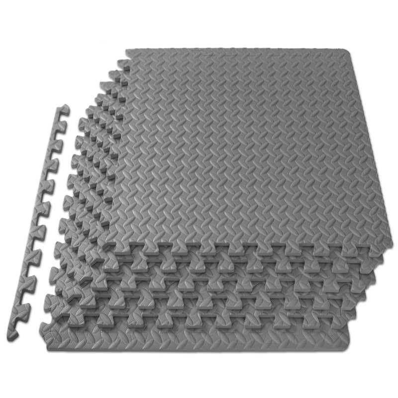 ProsourceFit Puzzle Exercise Mat in EVA Interlocking Foam Floor Tiles for Home Gym Mat for Home Workout Equipment Floor Padding for Kids Grey 24 in x 24 in x in 24 Sq Ft 6 Tiles