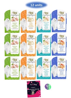 Fancy Feast Purina Purely Fancy Feast Appetizers Cat Treats Flavor Variety Sampler Bundle of 12 Containers, (1.1 Ounces Each) with a Bundle a Plastic Noisy Cat Toy Ball and WMB's Sticker.  - Image 2
