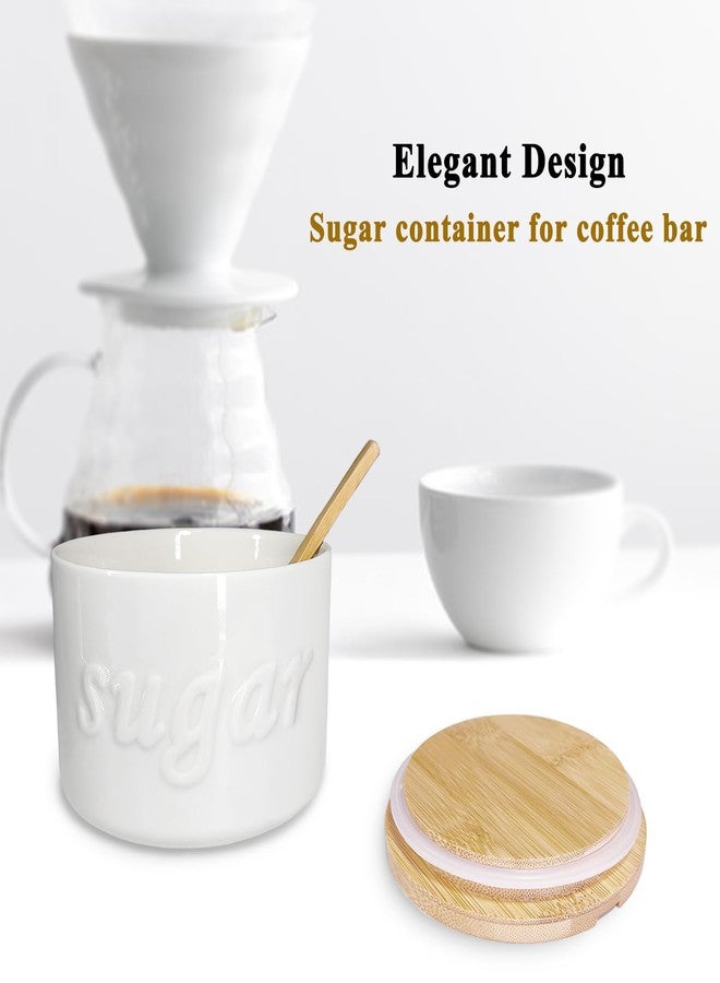 NAXIHOPT Sugar Bowl with Lid and Spoon, 16 OZ Airtight Sugar Container for Coffee Bar, Farmhouse Ceramic Jar, Sugar Holder Coffee Bar Accessories for Countertop, White - Image 4