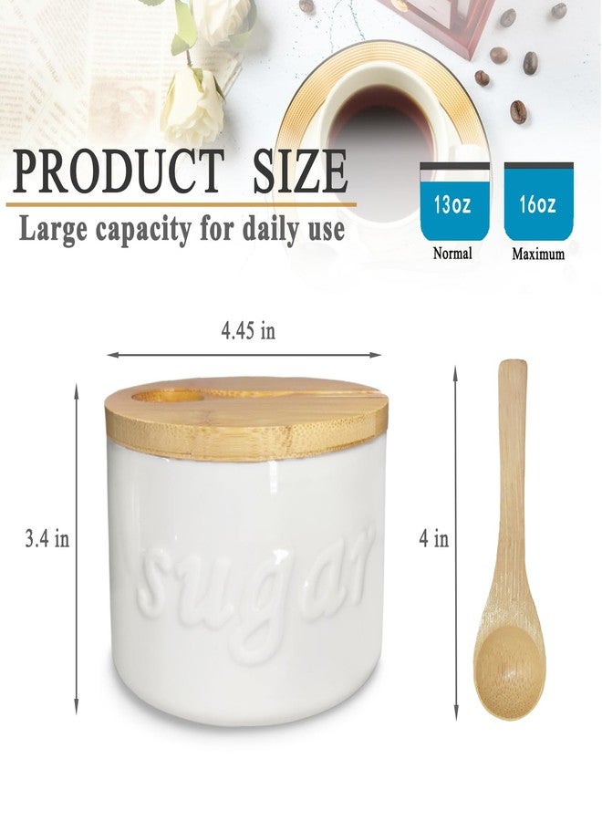 NAXIHOPT Sugar Bowl with Lid and Spoon, 16 OZ Airtight Sugar Container for Coffee Bar, Farmhouse Ceramic Jar, Sugar Holder Coffee Bar Accessories for Countertop, White - Image 2