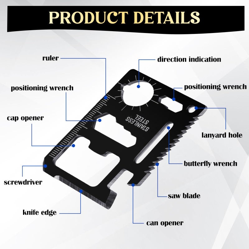 Leriton 6 Sets Baby Shower Game Prizes for Men Include Black Kraft Paper Gift Bags Manicure Kit Tools Socks Pens 11-in-1 Survival Card Tool for Men Husband Father(Black,White,Gray) - Image 3
