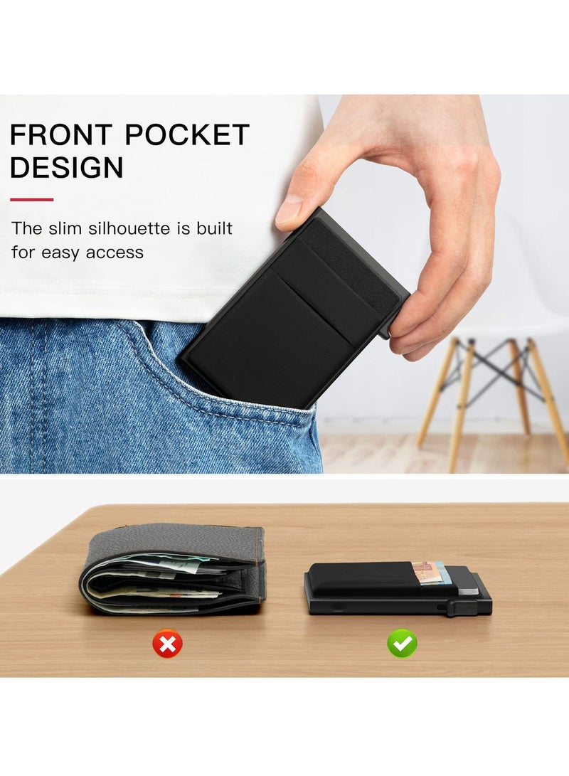 SOLARAE Slim Card Holder Wallet - Minimalist Pop up Leather Wallet for Men RFID Blocking - Image 4