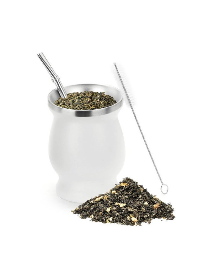 Yerba Mate Tea Cup Set, Mate Gourds Cup for Yerba Mate with Straws, Stainless Steel Double Wall Insulation Gourd Tea Cup Mate Straw Set, 8 Ounces - Image 1