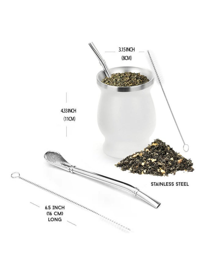 Yerba Mate Tea Cup Set, Mate Gourds Cup for Yerba Mate with Straws, Stainless Steel Double Wall Insulation Gourd Tea Cup Mate Straw Set, 8 Ounces - Image 2