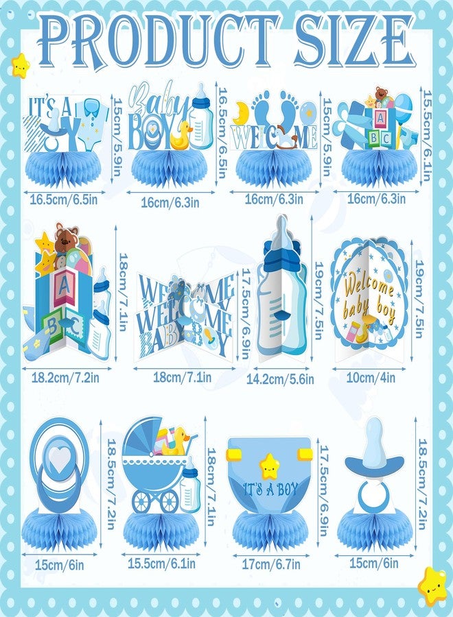 Chiisong 12 Pcs It's a Boy Baby Shower Honeycomb Centerpieces Blue Baby Shower Party Table Decorations Gender Reveal Table Toppers Baptism Decor for Welcome Boy Newborn Photo Props(Classic Style) - Image 2