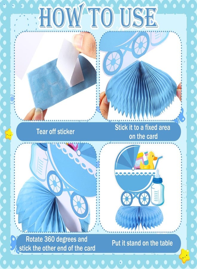 Chiisong 12 Pcs It's a Boy Baby Shower Honeycomb Centerpieces Blue Baby Shower Party Table Decorations Gender Reveal Table Toppers Baptism Decor for Welcome Boy Newborn Photo Props(Classic Style) - Image 5