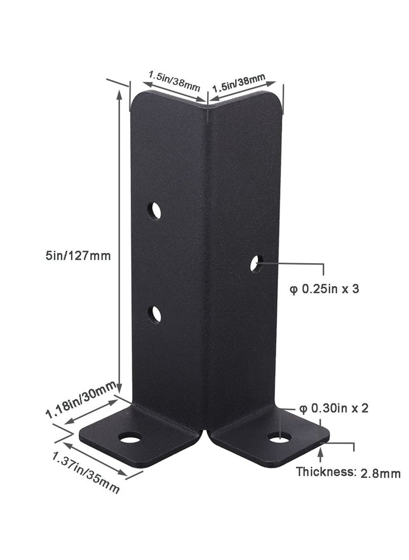 Excefore - 4Pcs Adjustable Deck Post Anchor Base Brackets, Heavy Duty Reversible Wood Fence Post Base, Fits 1.5x1.5, 2x2, 2x4, 4x4 Posts, Ideal for Railing, Mailbox, and Deck Installations - Image 1