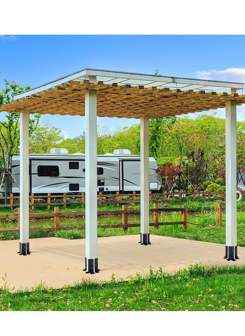 Excefore - 4Pcs Adjustable Deck Post Anchor Base Brackets, Heavy Duty Reversible Wood Fence Post Base, Fits 1.5x1.5, 2x2, 2x4, 4x4 Posts, Ideal for Railing, Mailbox, and Deck Installations - Image 1