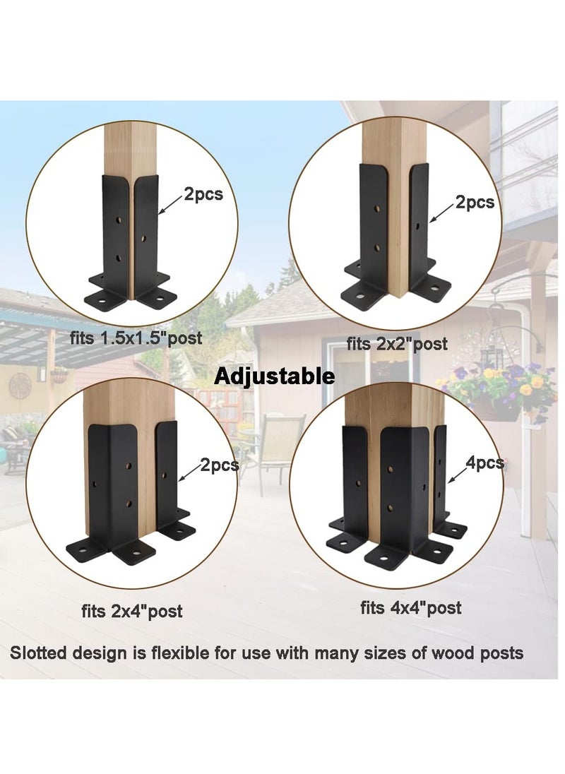 Excefore - 4Pcs Adjustable Deck Post Anchor Base Brackets, Heavy Duty Reversible Wood Fence Post Base, Fits 1.5x1.5, 2x2, 2x4, 4x4 Posts, Ideal for Railing, Mailbox, and Deck Installations - Image 1