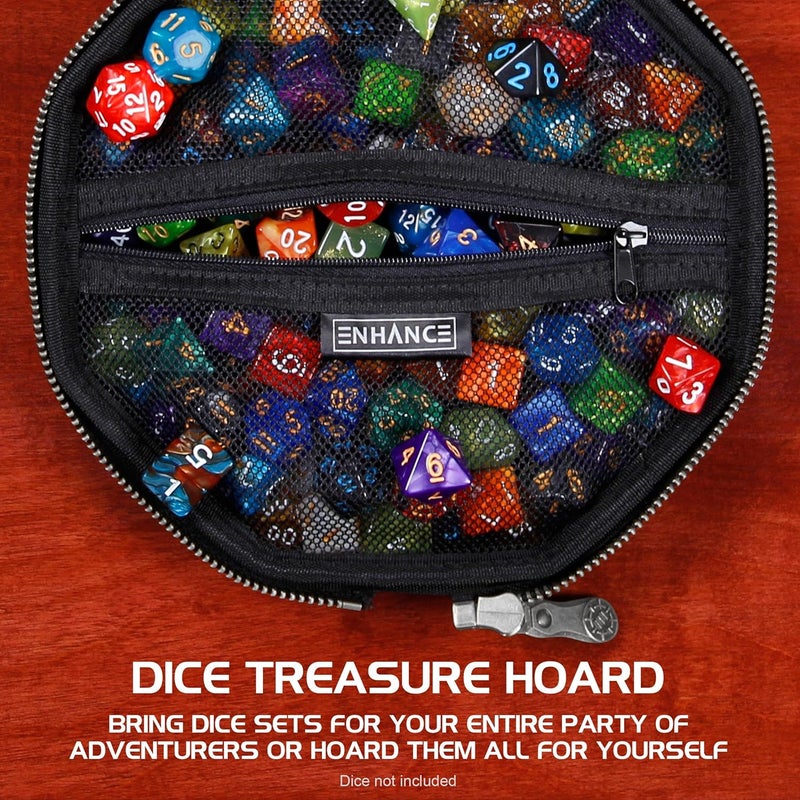 ENHANCE DND Dice Tray and Case - Collector's Edition DND Dice Holder up to 150 D&D Shakers with Hard Shell Exterior and Protective Soft Interior - Rolling Tray Perfect for Game Night (Dragon Black) - Image 3