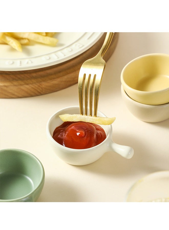 4 Packs Porcelain Sauce Dishes with Handle Grip - 4oz Small Dipping Bowls for Ketchup, BBQ Sauce, Soy Sauce, Sushi, Appetizers  Condiments, BPA-Free Side Dishes with Easy-Grip Handles - Image 3