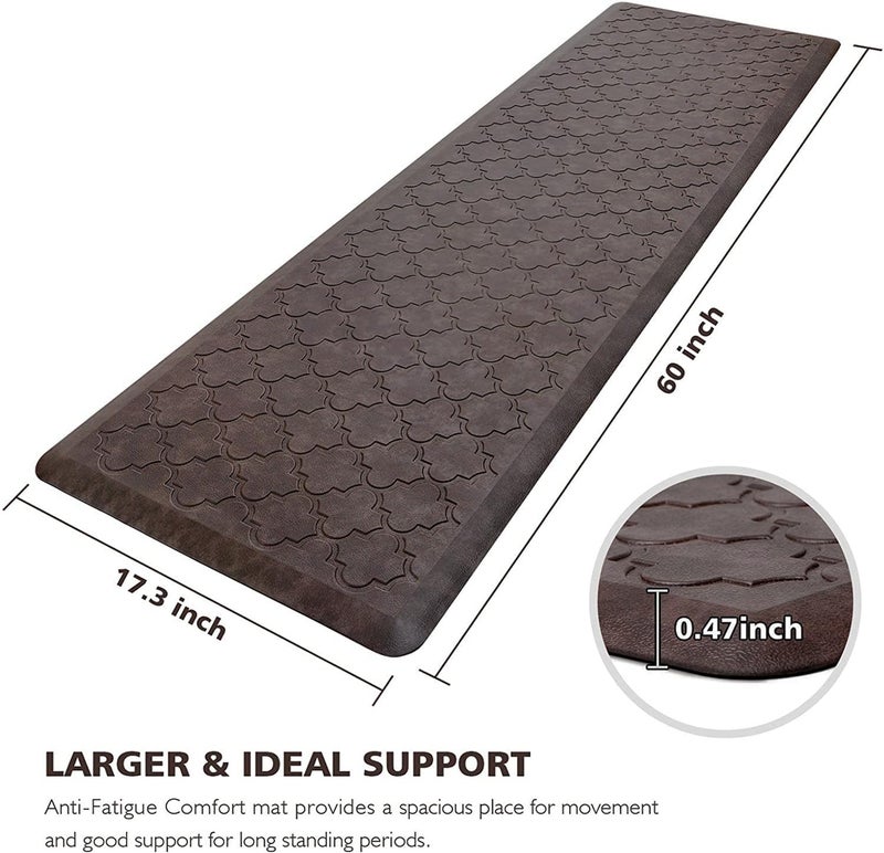WISELIFE Kitchen Mat Cushioned Anti Fatigue Floor Mat,17.3"x60", Thick Non Slip Waterproof Kitchen Rugs and Mats, Standing Mat for Floor,Home,Office,Desk,Sink, Brown - Image 2