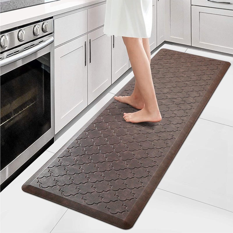 WISELIFE Kitchen Mat Cushioned Anti Fatigue Floor Mat,17.3"x60", Thick Non Slip Waterproof Kitchen Rugs and Mats, Standing Mat for Floor,Home,Office,Desk,Sink, Brown - Image 1