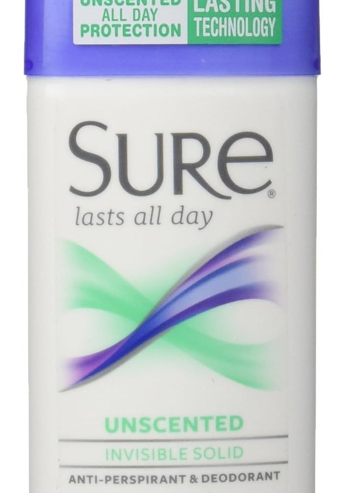 Sure Invisible Solid Anti-Perspirant and Deodorant, Unscented, 2.6-Ounces (Pack of 6) - Image 1