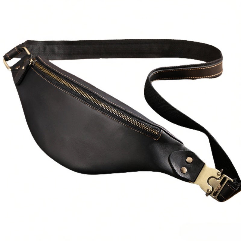 BULLCAPTAIN Genuine Leather Waist Pack Vintage Fanny Pack Men Cowhide Crossbody Belt Bag Shoulder Bag - Image 1