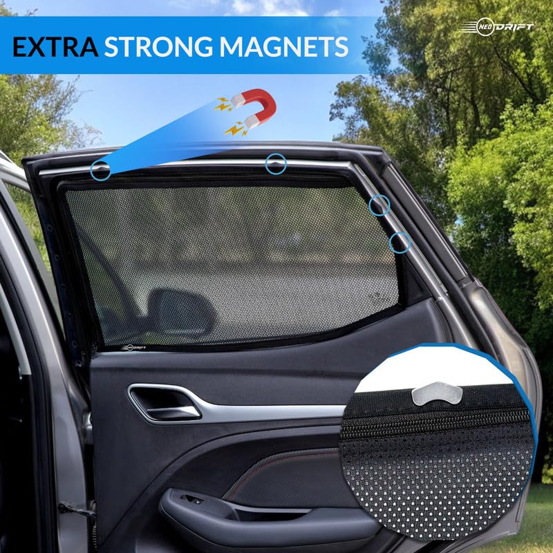 NEODRIFT 'NeoShade' Magnetic Car Sunshades for Hyundai Exter (Set of 4 - Front & Rear - Zipper Only on Rear Row)(UV Protection, Magnetic Grip, Privacy & Heat Control) - Image 4